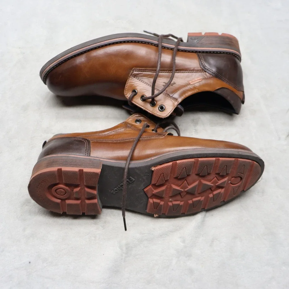 Fluchos Mens 12 Oxford Shoes Brown Leather Lug‎ Sole Derby Dress Casual EU46
